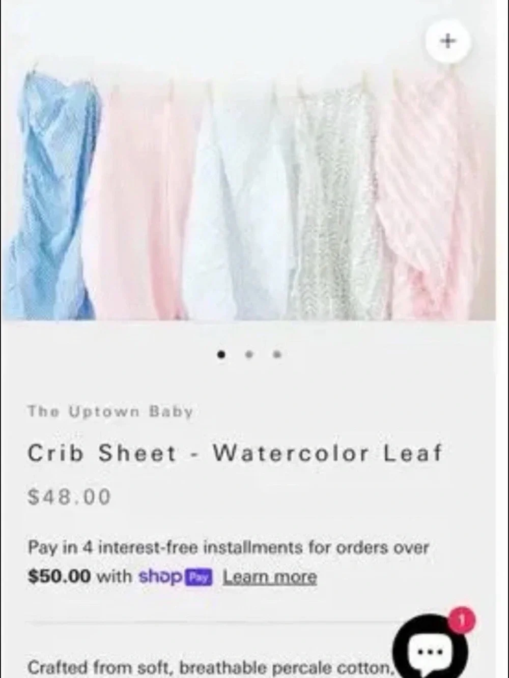 1 NWT The Uptown Baby GREEN White Stripe 100% Cotton Percale Crib Sheet CLASSIC